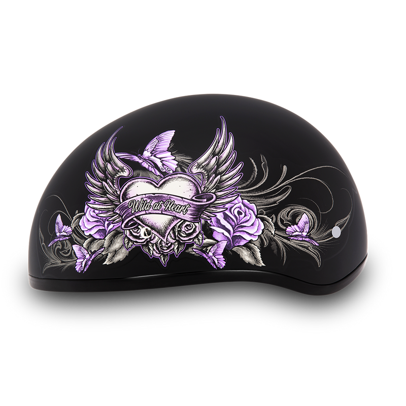 Load image into Gallery viewer, DOT Approved Daytona Motorcycle Half Face Helmet - Skull Cap Graphics for Men & Women, Scooters, ATVs, UTVs & Choppers - W/ Wild At Heart