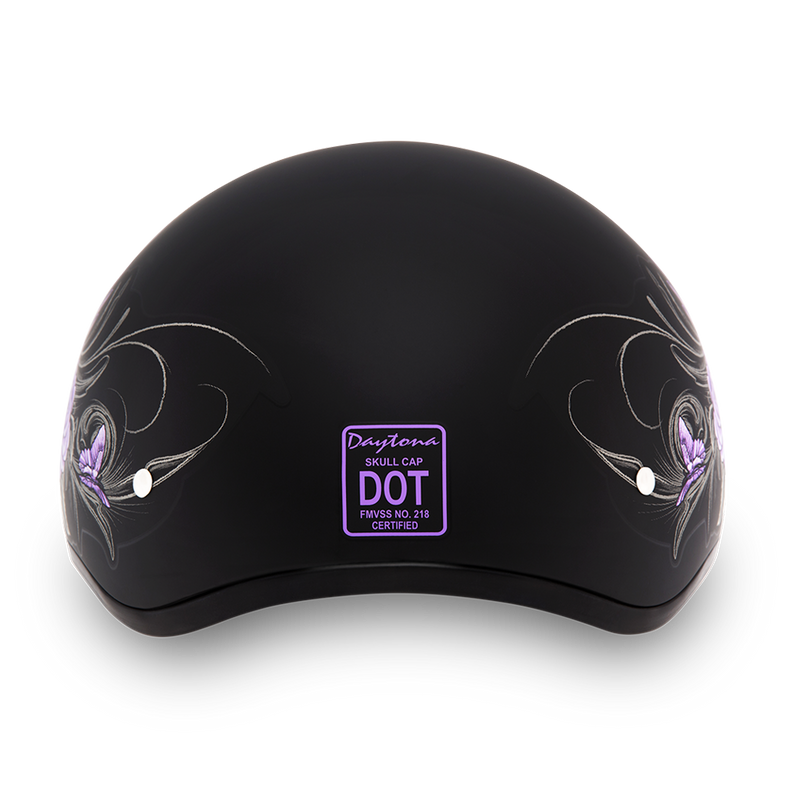 Load image into Gallery viewer, DOT Approved Daytona Motorcycle Half Face Helmet - Skull Cap Graphics for Women, Scooters, ATVs, UTVs &amp; Choppers - W/ Wild At Heart
