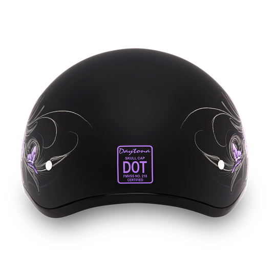 DOT Approved Daytona Motorcycle Half Face Helmet - Skull Cap Graphics for Men & Women, Scooters, ATVs, UTVs & Choppers - W/ Wild At Heart