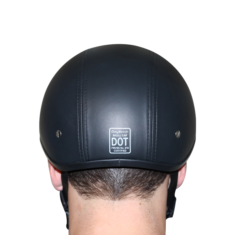 Load image into Gallery viewer, D.O.T. Daytona Skull Cap- Leather Covered