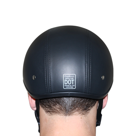 D.O.T. Daytona Skull Cap W/O Visor- Leather Covered