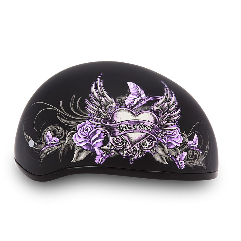 Load image into Gallery viewer, DOT Approved Daytona Motorcycle Half Face Helmet - Skull Cap Graphics for Men & Women, Scooters, ATVs, UTVs & Choppers - W/ Wild At Heart