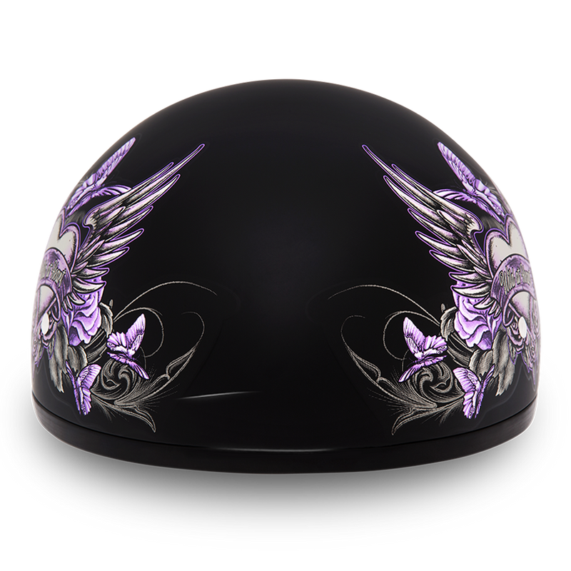 Load image into Gallery viewer, DOT Approved Daytona Motorcycle Half Face Helmet - Skull Cap Graphics for Women, Scooters, ATVs, UTVs &amp; Choppers - W/ Wild At Heart

