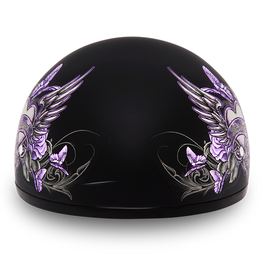 DOT Approved Daytona Motorcycle Half Face Helmet - Skull Cap Graphics for Women, Scooters, ATVs, UTVs & Choppers - W/ Wild At Heart