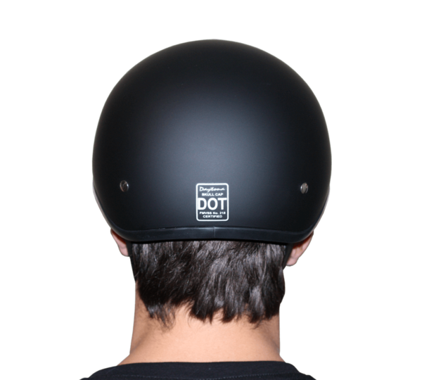 Load image into Gallery viewer, DOT Approved Daytona Motorcycle Half Face Helmet - Skull Cap Graphics for Men, Scooters, ATVs, UTVs &amp; Choppers - W/ Live Fast
