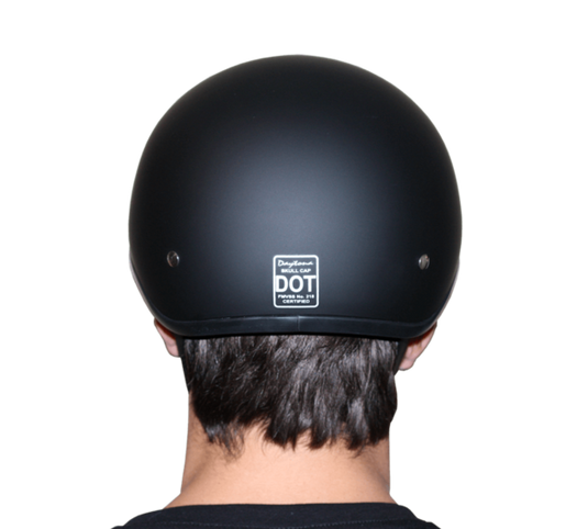 DOT Approved Daytona Motorcycle Half Face Helmet - Skull Cap Graphics for Men & Women, Scooters, ATVs, UTVs & Choppers - W/ Live Fast