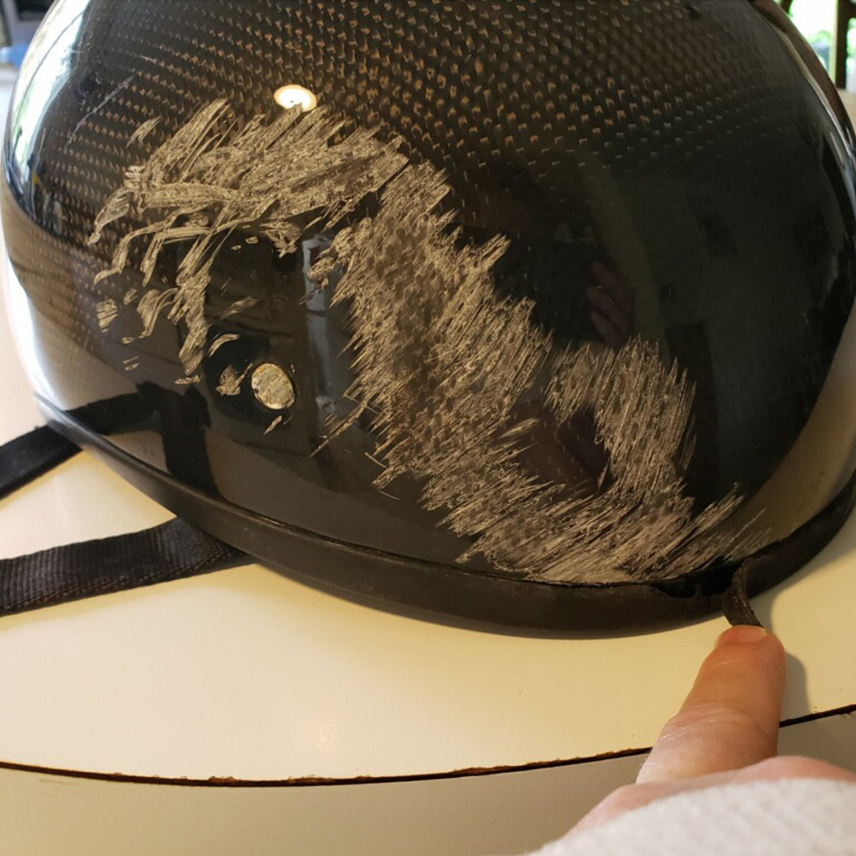 Carbon Fiber Crash vs Deer Crash Rick Daytona Helmets
