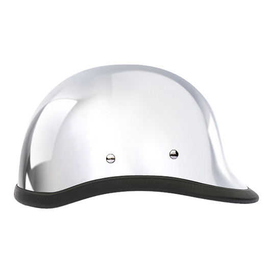 GERMAN Chrome Novelty Motorcycle Shorty Half Helmet LOW PROFILE