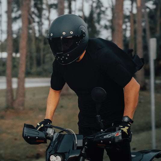 DOT Daytona Retro Full Face Motorcycle Helmet: Vintage Style for Men, Women, & Youth - Dull Black W/ Dull Black Accents