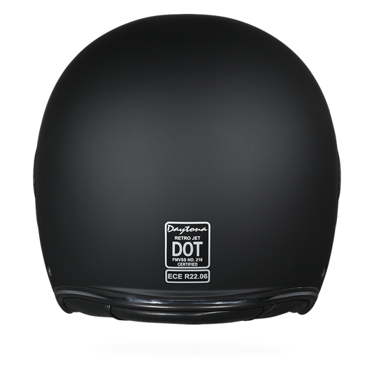 black motorcycle helmet back Hot Leathers Flat The Hanz German Style Vintage Half HLT75 Hot Leathers HLD1036 'Flames' Gloss