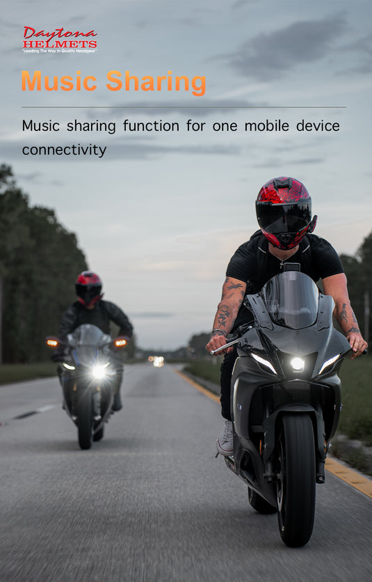 Daytona Helmets Motorcycle Bluetooth Headset - Motorcycle Communication System For All Types of Helmets - Cam