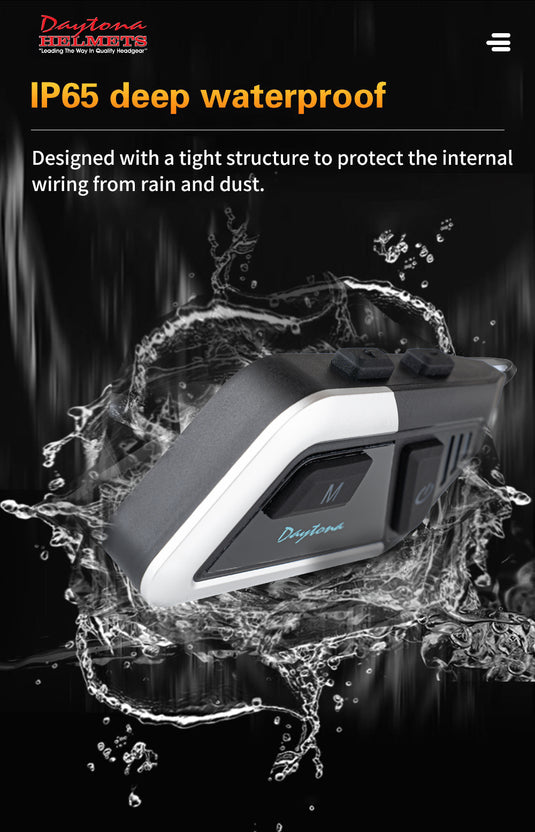 Daytona Helmets Motorcycle Bluetooth Headset - Motorcycle Communication System For All Types of Helmets Daytona Helmets Motorcycle Bluetooth Headset - Motorcycle Communication System For All Types of Helmets