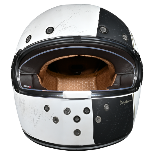DOT Daytona Retro Full Face Motorcycle Helmet: Vintage Style for Men, Women, & Youth - W/ Blitz