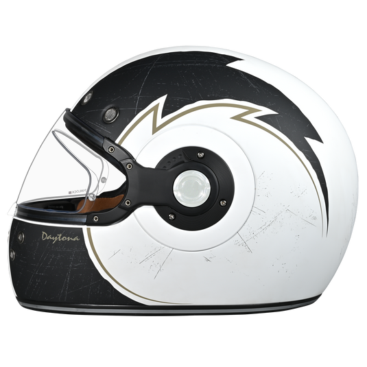 DOT Daytona Retro Full Face Motorcycle Helmet: Vintage Style for Men, Women, & Youth - W/ Blitz