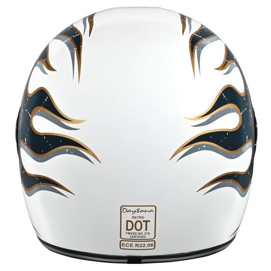 DOT Daytona Retro Full Face Motorcycle Helmet: Vintage Style for Men, Women, & Youth - W/ Flames