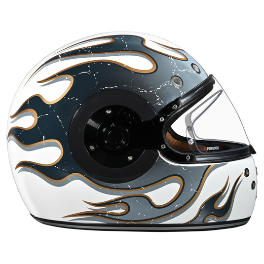 DOT Daytona Retro Full Face Motorcycle Helmet: Vintage Style for Men, Women, & Youth - W/ Flames