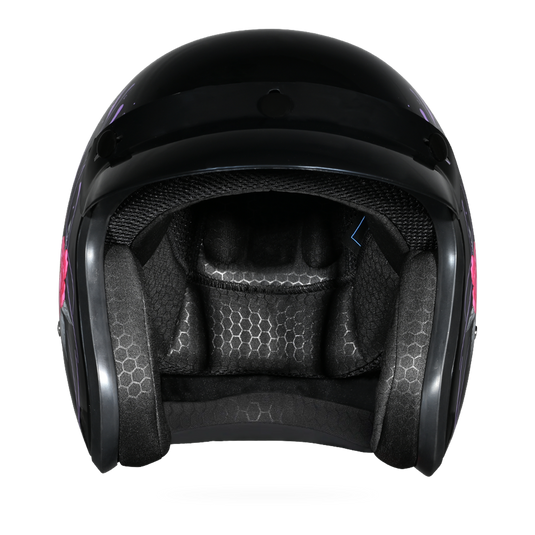 DOT Approved Daytona Cruiser Open Face Motorcycle Helmet - Men, Women & Youth - With Visor & Graphics - W/ Butterfly