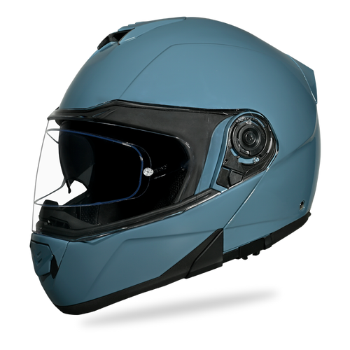 Daytona Glide Modular Motorcycle Helmet - DOT Approved, Bluetooth Ready, Dual Visor, Men/Women/Youth- Shark Blu