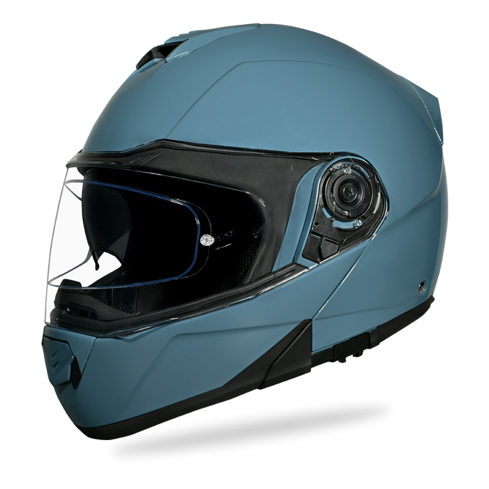 Daytona Glide Modular Motorcycle Helmet - DOT Approved, Bluetooth Ready, Dual Visor, Men/Women/Youth- Shark Blu