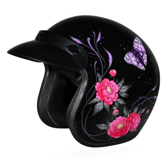 d.o.t. approved motorcycle helmets DOT Approved Daytona Cruiser Open Face Motorcycle Helmet - Men, Women & Youth - With Visor & Graphics