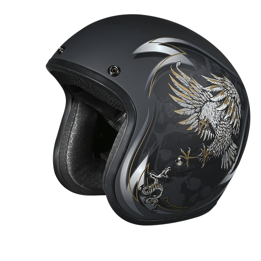 DOT Approved Daytona Cruiser Open Face Motorcycle Helmet - Men, Women & Youth - With Visor & Graphics - W/ Wild Soul