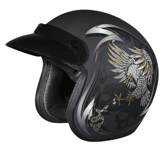 DOT Approved Daytona Cruiser Open Face Motorcycle Helmet - Men, Women & Youth - With Visor & Graphics - W/ Wild Soul