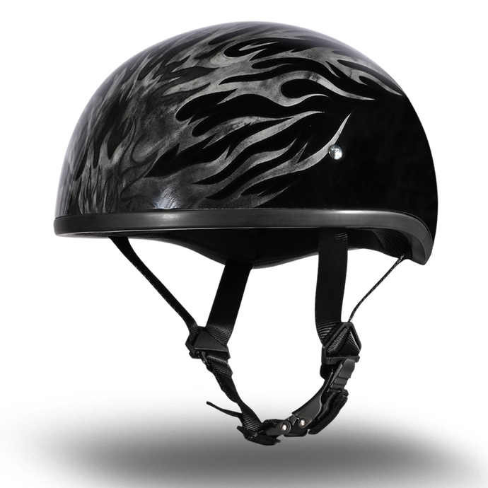 DOT Approved Daytona Motorcycle Half Face Helmet - Skull Cap Graphics for Men & Women, Scooters, ATVs, UTVs & Choppers - W/ Ignite Grey