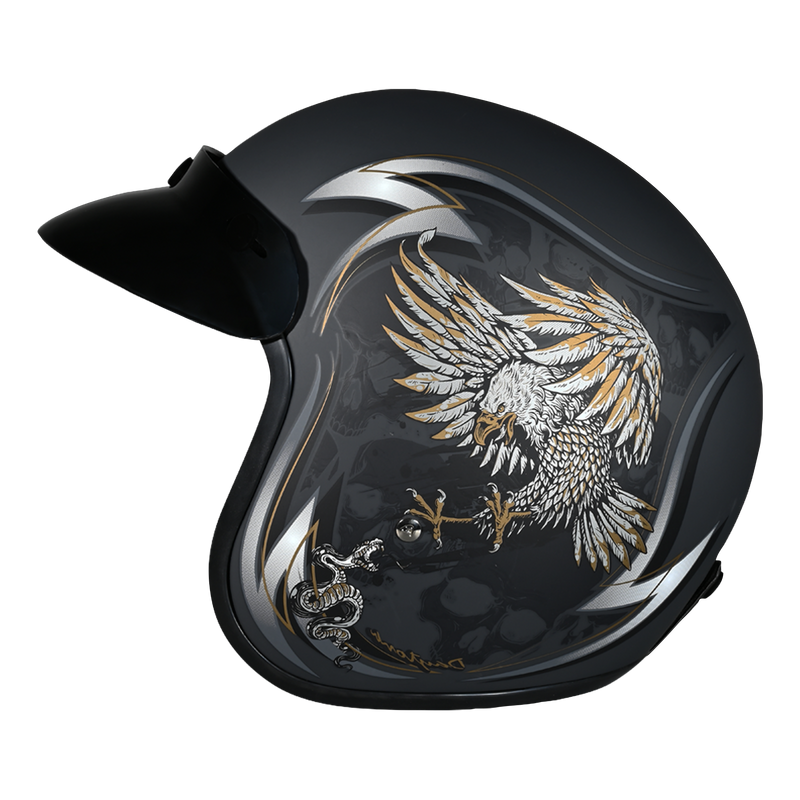 Load image into Gallery viewer, DOT Approved Daytona Cruiser Open Face Motorcycle Helmet - Men, Women &amp; Youth - With Visor &amp; Graphics - W/ Wild Soul
