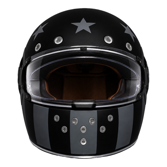 Daytona Retro Full Face Motorcycle Helmet: Vintage Style - Captain America Stealth