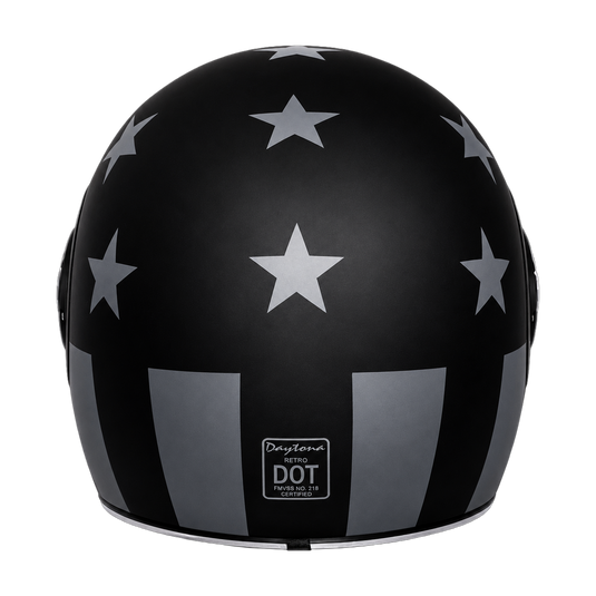 Daytona Retro Full Face Motorcycle Helmet: Vintage Style - Captain America Stealth