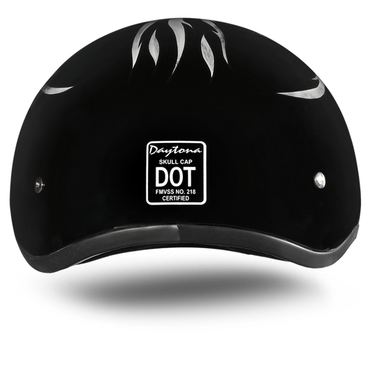 DOT Approved Daytona Motorcycle Half Face Helmet - Skull Cap Graphics for Men & Women, Scooters, ATVs, UTVs & Choppers - W/ Ignite Grey