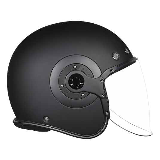 Daytona Retro Jet Solid Open Face Motorcycle Helmet, Dull Black / L