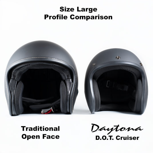 DOT Approved Daytona Cruiser Open Face Motorcycle Helmet - Men, Women & Youth - With Visor & Graphics - W/ Lightning