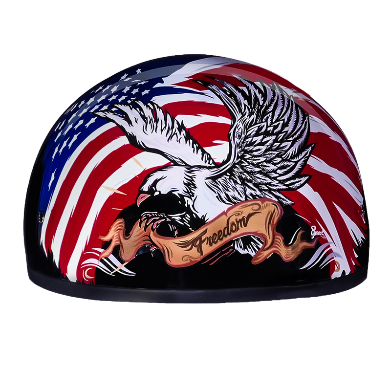 Load image into Gallery viewer, DOT Approved Daytona Motorcycle Half Face Helmet - Skull Cap Graphics for Men &amp; Women, Scooters, ATVs, UTVs &amp; Choppers - W/ Freedom 2.0
