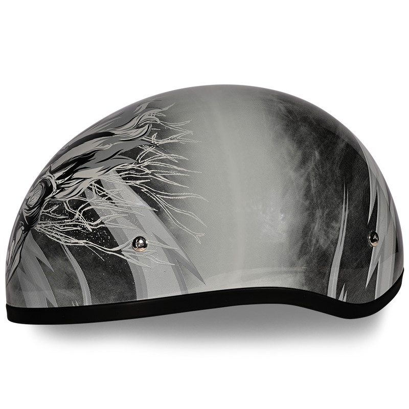 Load image into Gallery viewer, DOT Approved Daytona Motorcycle Half Face Helmet - Skull Cap Graphics for Men &amp; Women, Scooters, ATVs, UTVs &amp; Choppers - W/ Thunder
