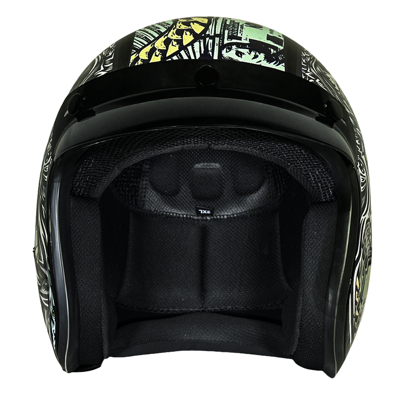 Load image into Gallery viewer, DOT Approved Daytona Cruiser Open Face Motorcycle Helmet - Men, Women &amp; Youth - With Visor &amp; Graphics - W/ Money
