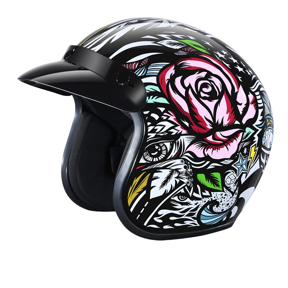 DOT Approved Daytona Cruiser Open Face Motorcycle Helmet Men, Women