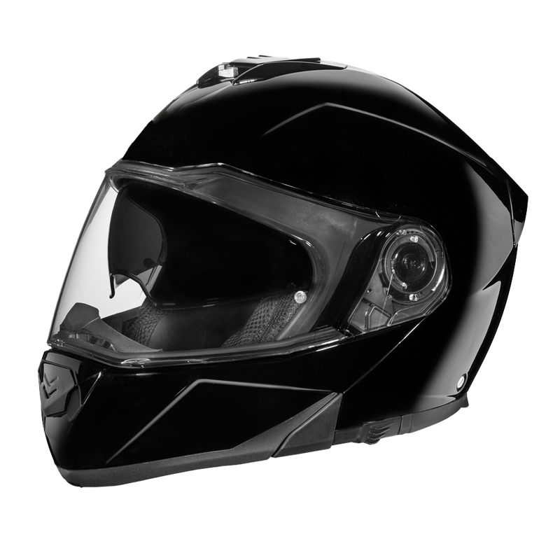 Load image into Gallery viewer, Daytona Glide Modular Motorcycle Helmet - DOT Approved, Bluetooth Ready, Dual Visor, Men/Women/Youth - Hi-Gloss Black
