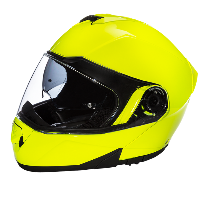 Daytona Glide Modular Motorcycle Helmet - DOT Approved, Bluetooth Ready, Dual Visor, Men/Women/Youth - Fluorescent Yellow