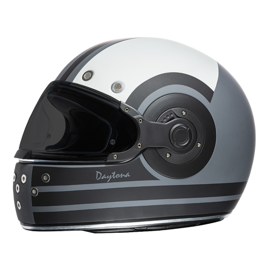 DOT Daytona Retro Full Face Motorcycle Helmet: Vintage Style for Men, Women, & Youth - W/ Racer