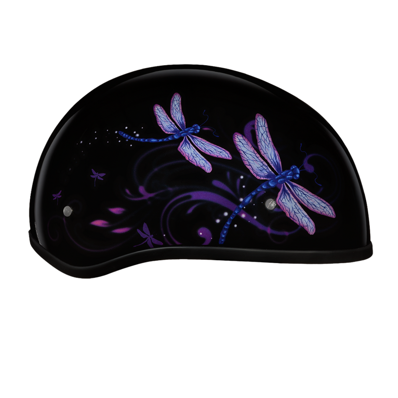 Load image into Gallery viewer, DOT Approved Daytona Motorcycle Half Face Helmet - Skull Cap Graphics for Women, Scooters, ATVs, UTVs &amp; Choppers - W/ Dragonfly
